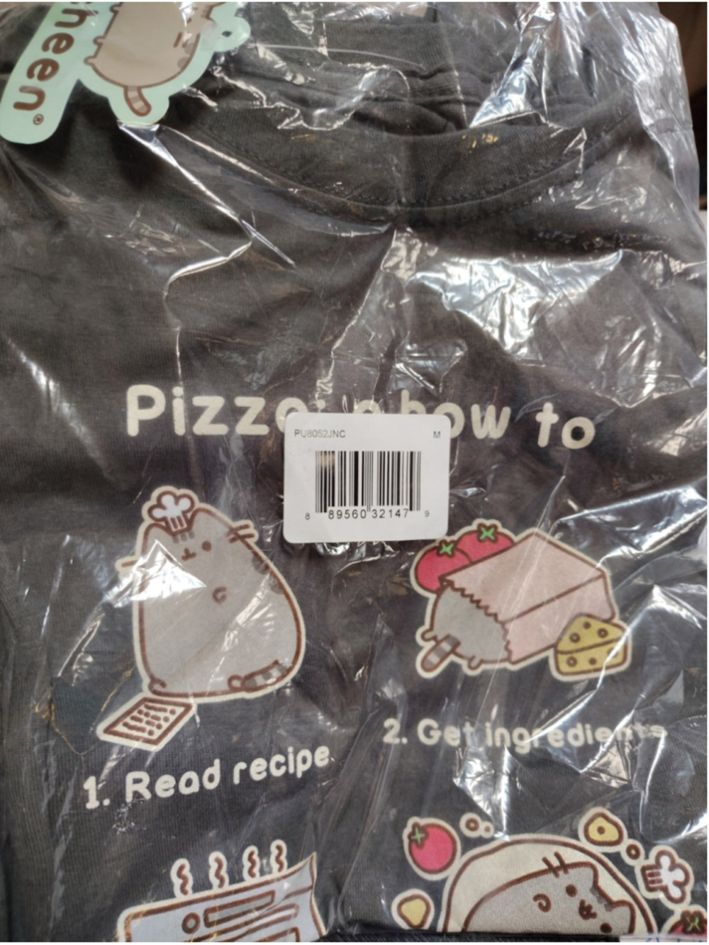 Pusheen Shirt Junior Unisex Size Medium How To Pizza Pusheen Cat Charcoal Cartoo